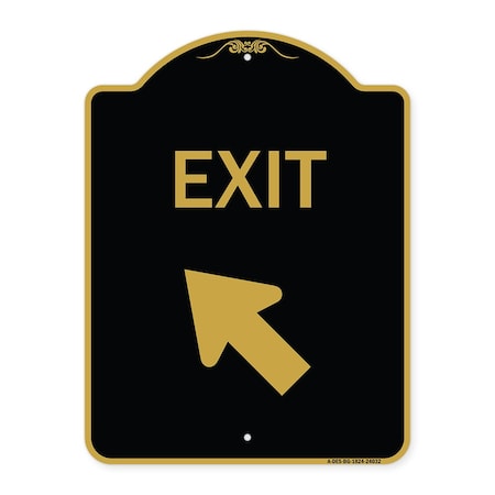 Signmission Designer Series Exit Exit W/ Left Arrow, Black & Gold Aluminum Sign, 18" H, 24" L, BG-1824-24032 A-DES-BG-1824-24032